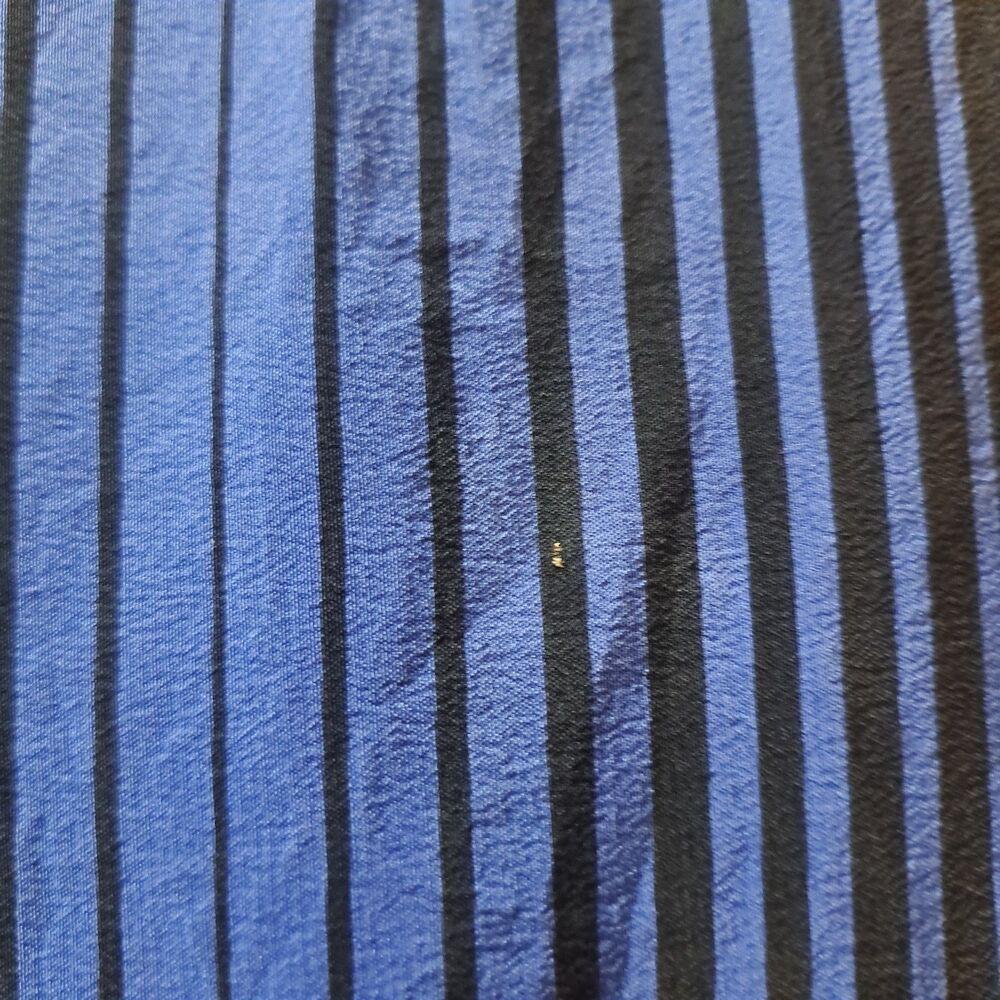 Casual Corner Vtg Women's 100% Silk Blue Black Striped Button-Down Shirt Size 14 - Picture 5 of 10